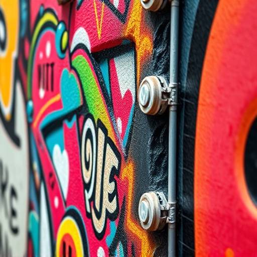 Gros plan sur un mur couvert de graffitis complexes et vibrants.