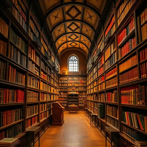 La bibliothèque de Michel de Montaigne, avec ses étagères remplies de livres anciens.