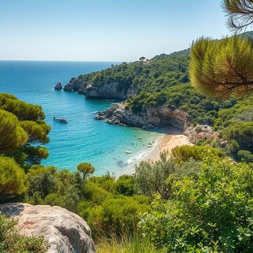 La végétation dense et typique de la Corse entourant la plage de Saleccia.