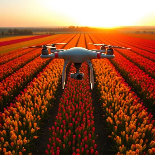 Un drone survolant un champ en France, symbolisant l'utilisation de la technologie pour le repérage de lieux.