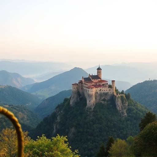 Une vue panoramique de la vallée depuis le Château de Montaigne.