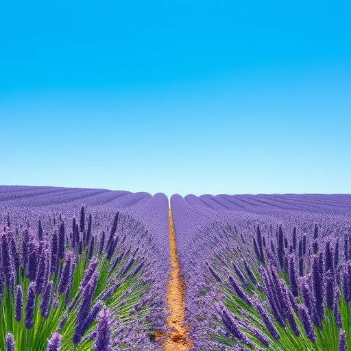 Vaste champ de lavande en fleur sous un ciel bleu azur en Provence, un décor emblématique.